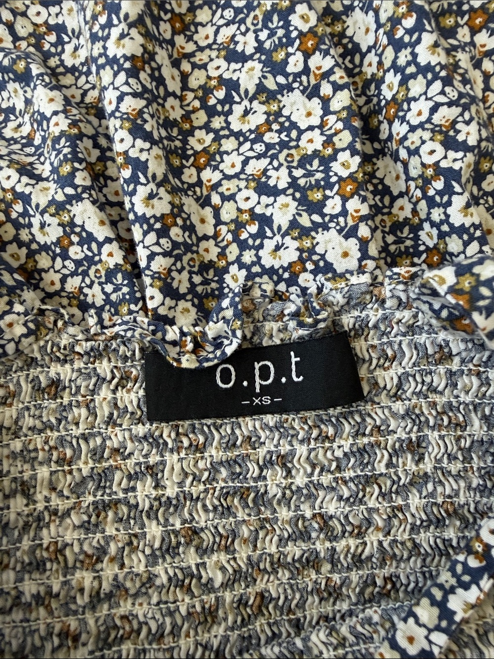 O.P.T. Smocked Floral Tiered Maxi Dress in Navy Floral - Picture 3 of 3